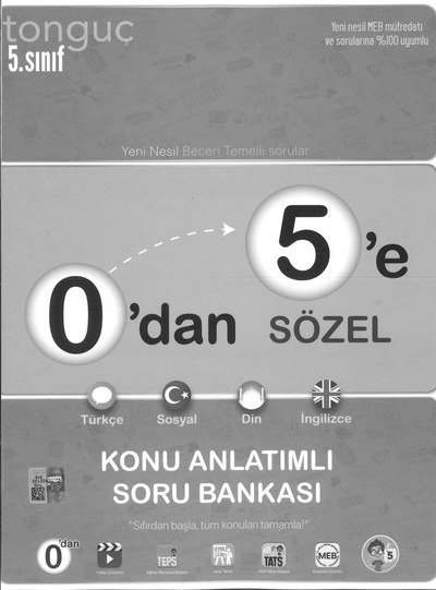 0'DAN 5'E SÖZEL KONU ANLATIMLI SORU BANKASI Panda Fotokopi & Baskı Merkezi