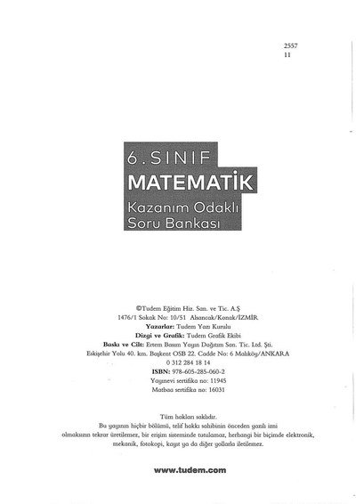 MATEMATİK KAZANIM ODAKLI SORU BANKASI Panda Fotokopi & Baskı Merkezi