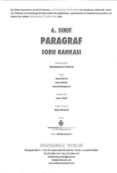 PARAGRAF SORU BANKASI Panda Fotokopi & Baskı Merkezi