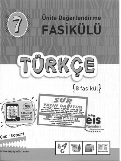 ÜNİTE DEĞERLENDİRME FASİKÜLÜ TÜRKÇE