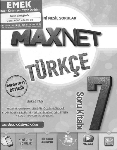 MAXNET TÜRKÇE SORU KİTABI Panda Fotokopi & Baskı Merkezi