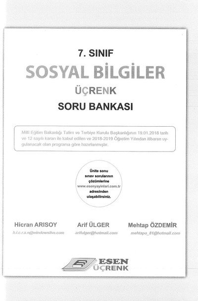SOSYAL BİLGİLER ÜÇRENK SORU BANKASI
