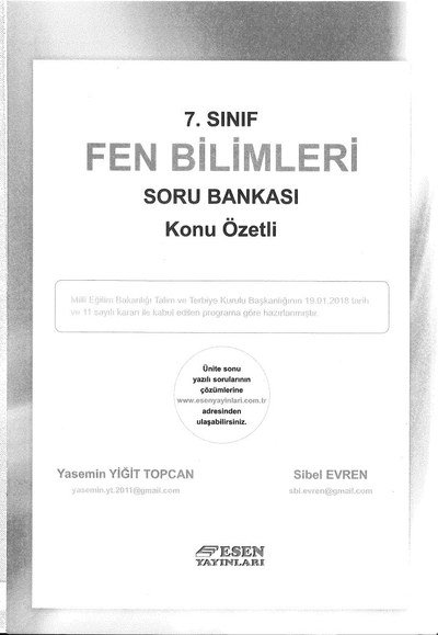 FEN BİLİMLERİ SORU BANKASI KONU ÖZETLİ Panda Fotokopi & Baskı Merkezi