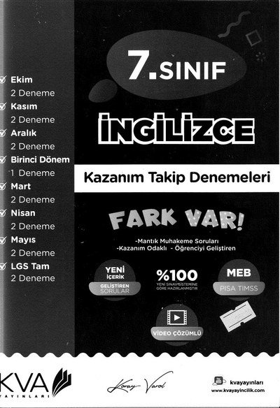 İNGİLİZCE KAZANIM TAKİP DENEMELERİ FARK VAR