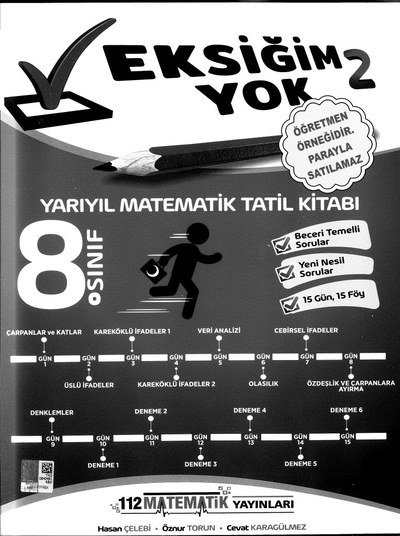 EKSİĞİM YOK 2 YARIYIL MATEMATİK TATİL KİTABI Panda Fotokopi & Baskı Merkezi
