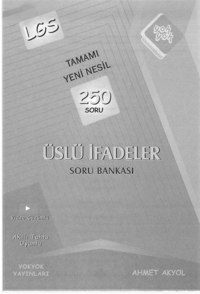 TAMAMI YENİ NESİL 250 SORU ÜSLÜ İFADELER SORU BANKASI Panda Fotokopi & Baskı Merkezi