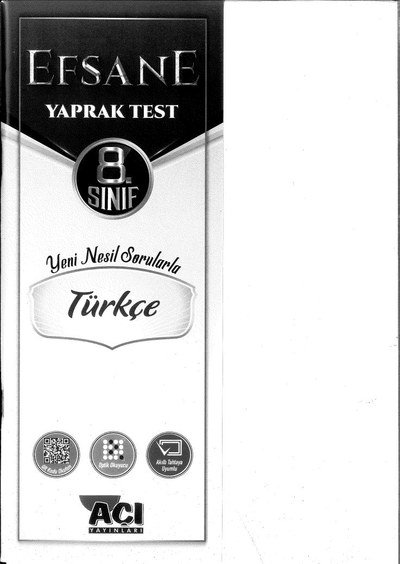 EFSANE YAPRAK TEST YENİ NESİL SORULARLA TÜRKÇE Panda Fotokopi & Baskı Merkezi