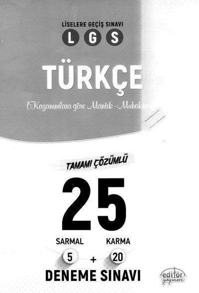 LGS TÜRKÇE TAMAMI ÇÖZÜMLÜ 25 DENEME SINAVI Panda Fotokopi & Baskı Merkezi