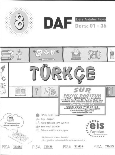 TÜRKÇE DERS ANLATIM FÖYÜ Panda Fotokopi & Baskı Merkezi