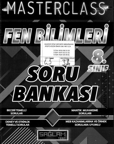 MASTERCLASS FEN BİLİMLERİ SORU BANKASI Panda Fotokopi & Baskı Merkezi