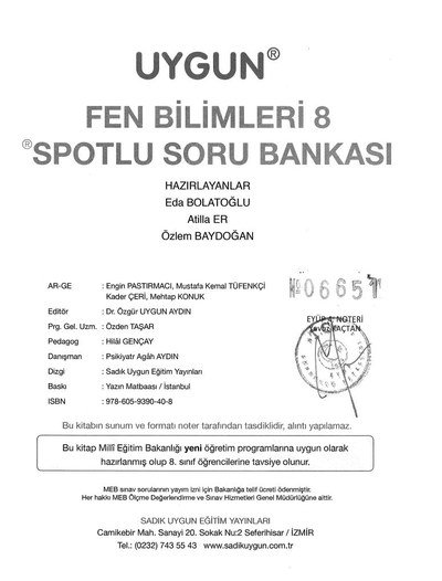 FEN BİLİMLERİ SPOTLU SORU BANKASI