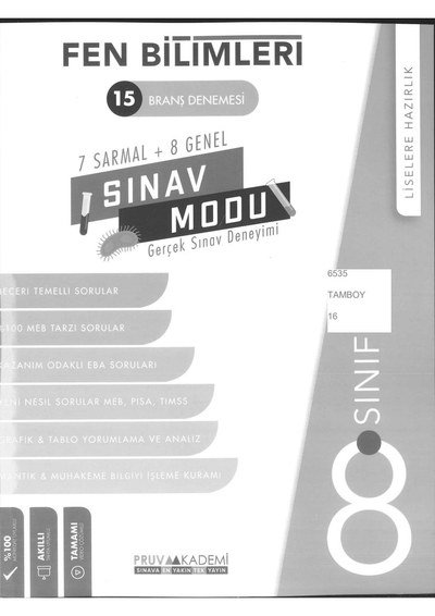15 BRANŞ DENEMESİ SINAV MODU FEN BİLİMLERİ Panda Fotokopi & Baskı Merkezi