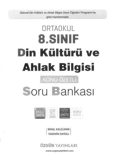 DİN KÜLTÜRÜ VE AHLAK BİLGİSİ KONU ÖZETLİ SORU BANKASI Panda Fotokopi & Baskı Merkezi