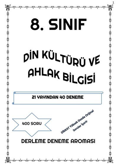 DİN KÜLTÜRÜ VE AHLAK BİLGİSİ 21 YAYINDAN 40 DENEME Panda Fotokopi & Baskı Merkezi