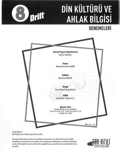 DİN KÜLTÜRÜ VE AHLAK BİLGİSİ DRİFT DENEMELERİ Panda Fotokopi & Baskı Merkezi