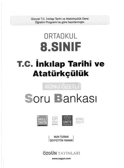 ORTAOKUL T.C. İNKILAP TARİHİ VE ATATÜRKÇÜLÜK SORU BANKASI Panda Fotokopi & Baskı Merkezi