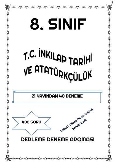 T.C. İNKILAP TARİHİ VE ATATÜRKÇÜLÜK 21 YAYINDAN 40 DENEME Panda Fotokopi & Baskı Merkezi