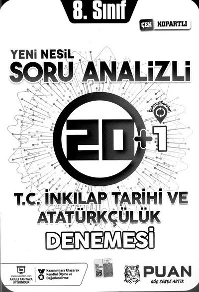 YENİ NESİL SORU ANALİZİ 20+1 T.C. İNKILAP TARİHİ VE ATATÜRKÇÜLÜK DENEMESİ Panda Fotokopi & Baskı Merkezi