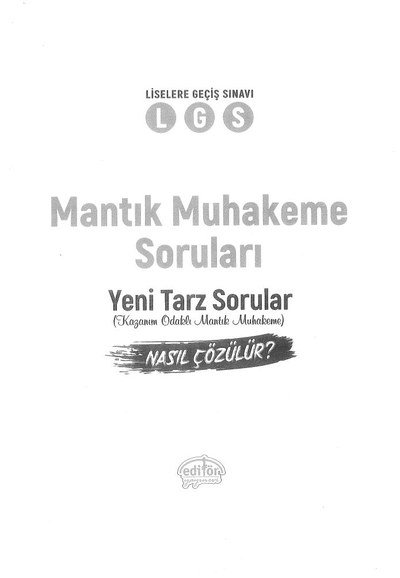 LGS MANTIK MUHAKEME SORULARI YENİ TARZ SORULAR Panda Fotokopi & Baskı Merkezi