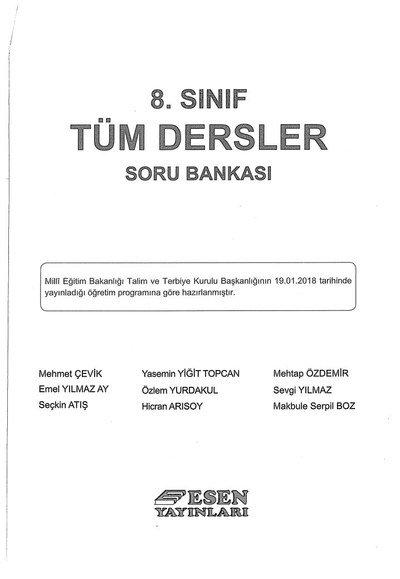 TÜM DERSLER SORU BANKASI
