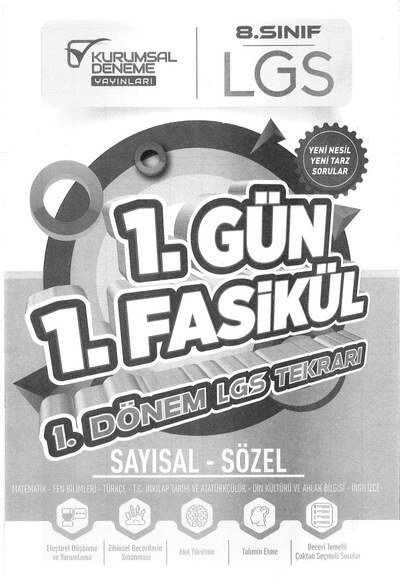 1. GÜN 1. FASİKÜL 1.DÖNEM LGS TEKRARI SAYISAL - SÖZEL Panda Fotokopi & Baskı Merkezi