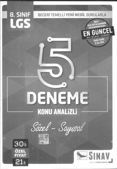 LGS 5 DENEME KONU ANALİZİ SÖZEL SAYISAL Panda Fotokopi & Baskı Merkezi