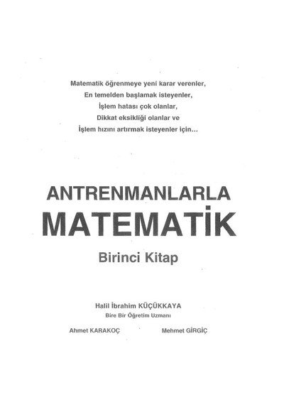 ANTRENMANLARLA MATEMATİK BİRİNCİ KİTAP Panda Fotokopi & Baskı Merkezi