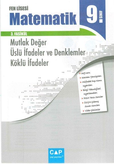 FEN LİSESİ MATEMATİK 3. FASİKÜL MUTLAK DEĞER ÜSLÜ İFADELER VE DENKLEMLER KÖKLÜ İFADELER Panda Fotokopi & Baskı Merkezi