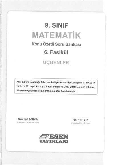 MATEMATİK KONU ÖZETLİ SORU BANKASI 6. FASİKÜL ÜÇGENLER Panda Fotokopi & Baskı Merkezi