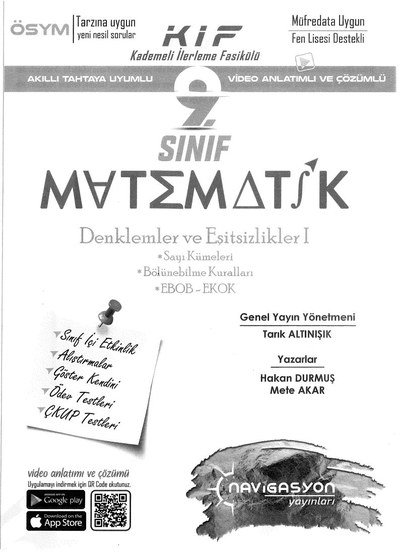 KADEMELİ İLERLEME FASİKÜLÜ MATEMATİK DENKLEMLER VE EŞİTSİZLİKLER 1 Panda Fotokopi & Baskı Merkezi