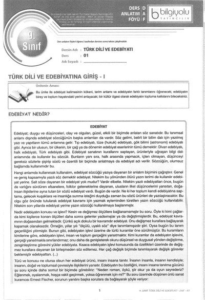 TÜRK DİLİ VE EDEBİYATINA GİRİŞ Panda Fotokopi & Baskı Merkezi