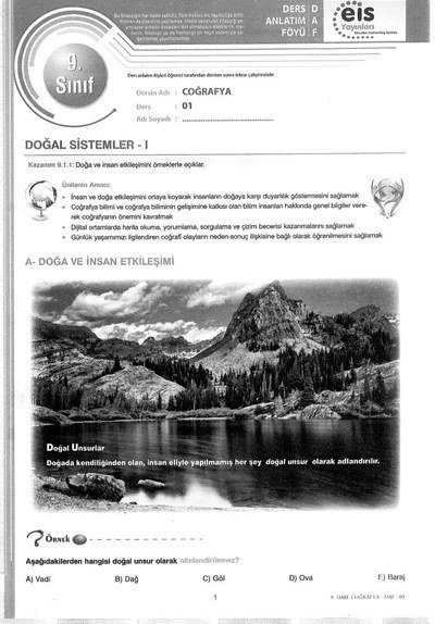 DERS ANLATIM FÖYÜ COĞRAFYA KONU ANLATIM Panda Fotokopi & Baskı Merkezi