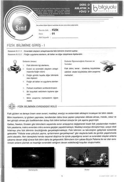DERS ANLATIM FÖYÜ FİZİK Panda Fotokopi & Baskı Merkezi