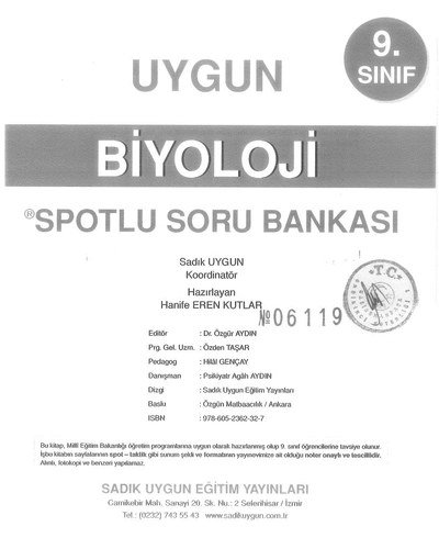 BİYOLOJİ SPOTLU SORU BANKASI Panda Fotokopi & Baskı Merkezi