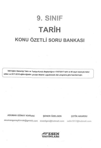 TARİH KONU ÖZETLİ SORU BANKASI Panda Fotokopi & Baskı Merkezi