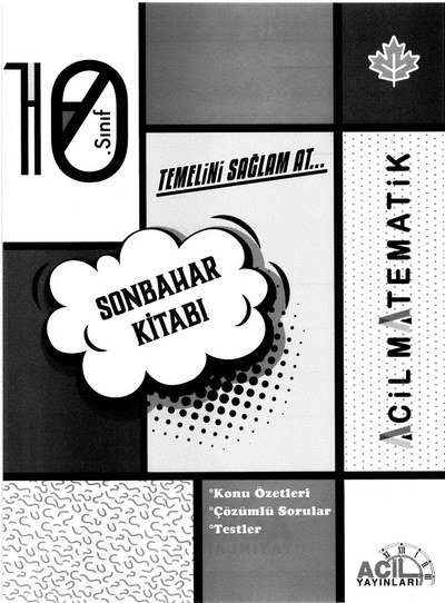 SONBAHAR KİTABI ACİL MATEMATİK KONU ÖZETLERİ Panda Fotokopi & Baskı Merkezi