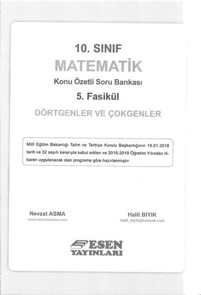 MATEMATİK KONU ÖZETLİ SORU BANKASI 5. FASİKÜL DÖRTGENLER VE ÇOKGENLER Panda Fotokopi & Baskı Merkezi