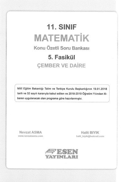 MATEMATİK KONU ÖZETLİ SORU BANKASI 5. FASİKÜL ÇEMBER VE DAİRE Panda Fotokopi & Baskı Merkezi