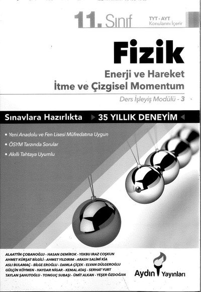 FİZİK ENERJİ VE HAREKET İTME VE ÇİZGİSEL MOMENTUM Panda Fotokopi & Baskı Merkezi