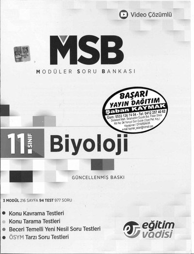 MODÜLER SORU BANKASI BİYOLOJİ GÜNCELLENMİŞ BASKI