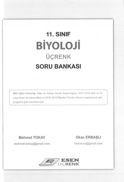 BİYOLOJİ ÜÇRENK SORU BANKASI Panda Fotokopi & Baskı Merkezi