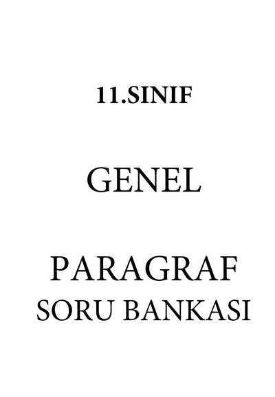 GENEL PARAGRAF SORU BANKASI Panda Fotokopi & Baskı Merkezi