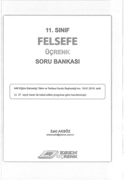 FELSEFE ÜÇRENK SORU BANKASI Panda Fotokopi & Baskı Merkezi