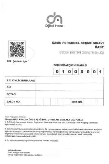 BEDEN EĞİTİMİ ÖĞRETMENLİĞİ 6*75 DENEME SINAVI Panda Fotokopi & Baskı Merkezi