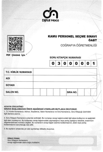 COĞRAFYA ÖĞRETMENLİĞİ 6*75 ÇÖZÜMLÜ DENEME Panda Fotokopi & Baskı Merkezi