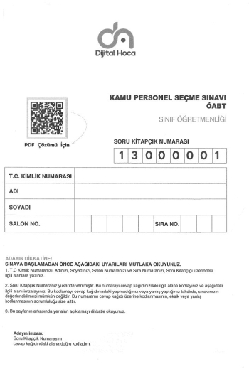 SINIF ÖĞRETMENLİĞİ 6*75 DENEME Panda Fotokopi & Baskı Merkezi