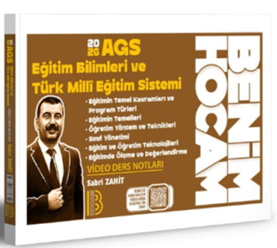 2026 AGS Eğitim Bilimleri ve Türk Milli Eğitim Sistemi Video Ders Notları SABRİ HOCA Benim Hocam Yayınları