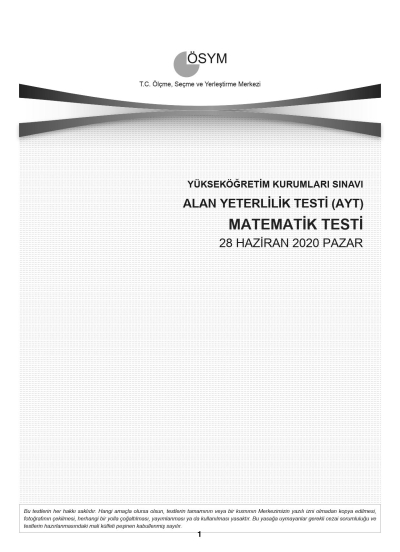 MATEMATİK SON 11 YIL ÇIKMIŞ SORULAR (AYT) (2020 DAHİL) Panda Fotokopi & Baskı Merkezi