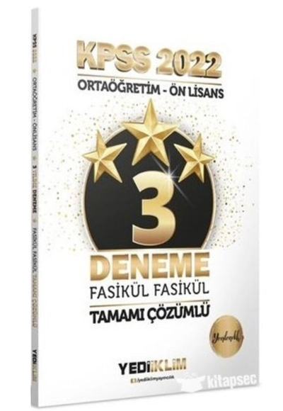 KPSS Ortaöğretim Ön Lisans Genel Yetenek Genel Kültür 3 Deneme Çözümlü Panda Fotokopi & Baskı Merkezi