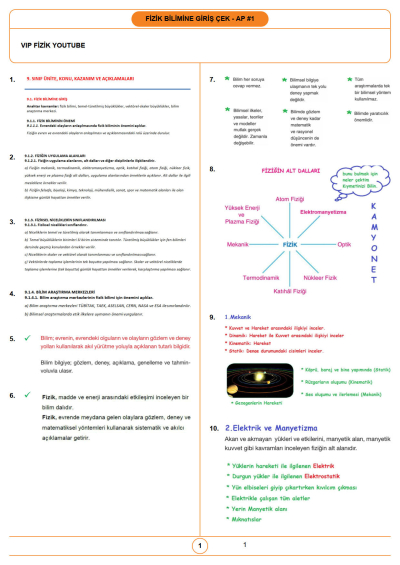 2021 Güncel TYT VİP FİZİK ÇekAP Serisi
